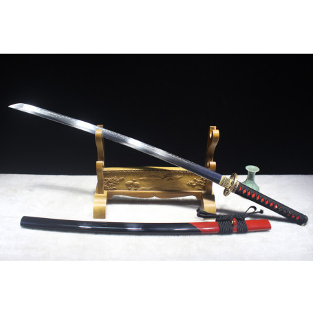Sabre japonais en acier carbone T10 vrai hamon argile d'acier trempée,Katana fonctionnel (adapté à la pratique de la coupe)